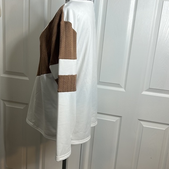 Noracora White Brown Long Sleeve V Neck L - Picture 3 of 5
